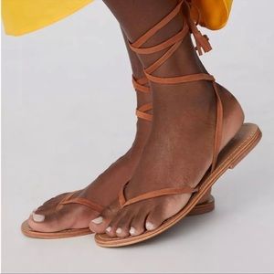 Anthropologie Summer Sandal Pilcro Harness TieUp Sandals Tan New Summer Boho 8.5